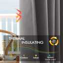 ANRODUO Rod Pocket and Back Tab Pleated Blackout Curtains with Hooks, Rings, Grey Curtains 94 Inches Long 2 Panels, Thermal Insulated Room Darkening Living Room Bedroom Curtain, 42x94 Inches