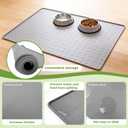 Extra Large 34x22 Inch Machine Washable Silicone Pet Food Mat - Waterproof Dog & Cat Bowl Mat with Raised Edge, Non-Slip Floor Protector for Large Dogs, Multi-Pet Homes (Grey)
