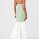 ZESICA Women's 2025 Summer Strapless Bodycon Maxi Dress Ribbed Sexy High Split Mermaid Prom Party Dresses (Green, S)