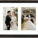 Frametory, 4x6 Double Picture Frame in Black and Walnut - 8x10 Collage Frame, Real Glass - Horizontal and Vertical Formats for Wall, 1 Pack, 8x10 with Two 4x6