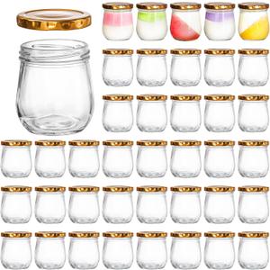 WRINGKIT 40 Pack Glass Mason Jars, 6 Oz Small Jam Canning Jars with Airtight Lids, Clear Mason Spice Jars for Pudding, Jelly, Honey, Sauces, Yogurt