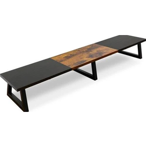 TEAMIX 42 inch Large Dual Monitor Riser, Extra Long Monitor Stand Riser for 2 Monitors, Wood & Steel Desktop Riser Desk Organization Home Office (Black+Brown, 42 inch)