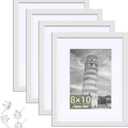 HappyHapi 8x10 Picture Frame, 4 Pack Photo Frame Display Pictures 5x7 with Mat or 8x10 Without Mat Multi Picture Frames Collage for Tabletop or Wall Display Gallery Frame (White)