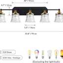 5-Light Vintage Bathroom Light Fixtures, Black and Gold Vanity Light