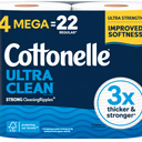 4 Pack Cottonelle Ultra Clean Toilet Paper, 4 Mega Rolls = 22 Regular Rolls,