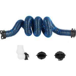 15FT RV Sewer Hose, EXTREME Heavy Duty 24 Mil TPE Material for Abrasion Resistance and Crush Protection, Camper Sewer Hose Kit with Pre-Attached Bayonet Fittings, 4-in-1 Adapter Elbow, Blue