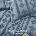 Bedsure Tufted Boho Comforter Set Queen Size - Dusty Blue Boho Bed Set, GentleSoft 3 Pieces Farmhouse-Style Embroidery Bedding, Gifts for Woman, Soft Jacquard Queen Comforter for All Seasons