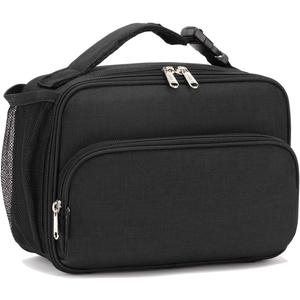 FlowFly Kids Lunch box Insulated Soft Bag Mini Cooler Back to School Thermal Meal Tote Kit for Girls, Boys,Black