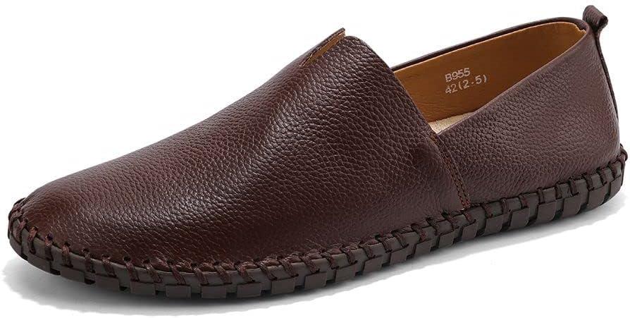 Men's Genuine Leather Loafer Shoes Slip On Soft Walking Driving Shoes, Around Size 10