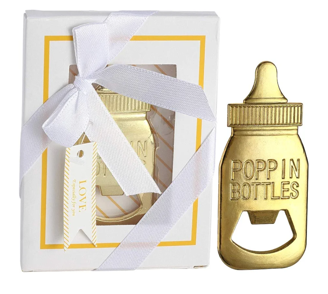 YFS 6 Pcs White Bottle Opener Baby Shower Return Gifts for Guest, Rose Gold Feeding Bottle Opener Wedding Favors,Super cute Party Favors Gift