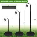 63 Inch Shepherds Hooks for Outdoor Indoor with Round Base Stand, Adjustable Shepherds Hook for Bird Feeder, Lanterns, Wind Chime in Patio Garden