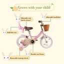 RULLY Fruit Kids Bike 12  Inch Bicycle for Girls Ages 2-7 Years, Training Wheels Included, Girl Bikes with Basket & Doll Seat