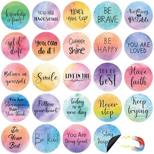 24Pcs Magnetic Watercolor Bulletin Growth Mindset Board Set Motivational Accents Classroom Decor Fridge Pastel Magnets Positive Sayings Affirmation Station Motivational Accents for School Teacher Wal