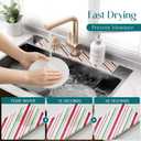 Stone Faucet Mat for Kitchen Sink, Diatomite Drying Stone Mat for Kitchen Counter, Prevent Moisture Sink Splash Guard for Holiday Gift Home Decor (Red/Green, 23.6" x 3.9")