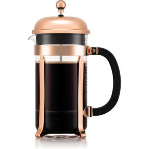 Bodum 34oz Chambord French Press Coffee Maker, High-Heat Borosilicate Glass, Stainless Steel, Copper Made in Portugal