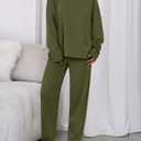 PRETTYGARDEN Womens 2 Piece Matching Lounge Sets 2025 Fall Long Sleeve Boatneck Sweatsuit Drawstring Sweatpants Pockets (Medium, Army Green)