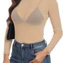 Women's Sheer Mesh Tops Long Sleeve Sexy See Through Shirt Mock Neck (XL)