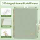SUNEE 2026 Daily Planner,4-Person Group Appointment Book with Quarter-Hourly Layout. Weekly & One-Page-Per-Day Format, Jan to Dec 2026, 8.5"x11",Weekly Planner, Flexible Cover, Note Pages, Bookmark, Black,Sage Green