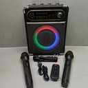 JYX Karaoke Machine with Two Wireless Microphones, Portable Bluetooth Speaker with Bass/Treble Adjustment, PA System with Remote Control, LED Lights,Supports TF Card/USB, AUX IN, FM, REC,TWS for Party