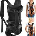 Lukovee Dog Backpack Carrier, Legs Out Easy-fit Dog Front Carrier for Small Medium Dogs,Adjustable Hands Free Dog Chest Carrier for Hiking Cycling (Black,X-Large)