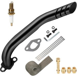 HIAORS Racing Exhaust Pipe Muffler Main Jet Kit for Predator 212cc 196cc 224cc 6.5hp Coleman CT200U BT200X CT200UEX Mini Bike KT196 Go Kart Baja Warrior MB165 MB200 Performance Parts with Heat Shield