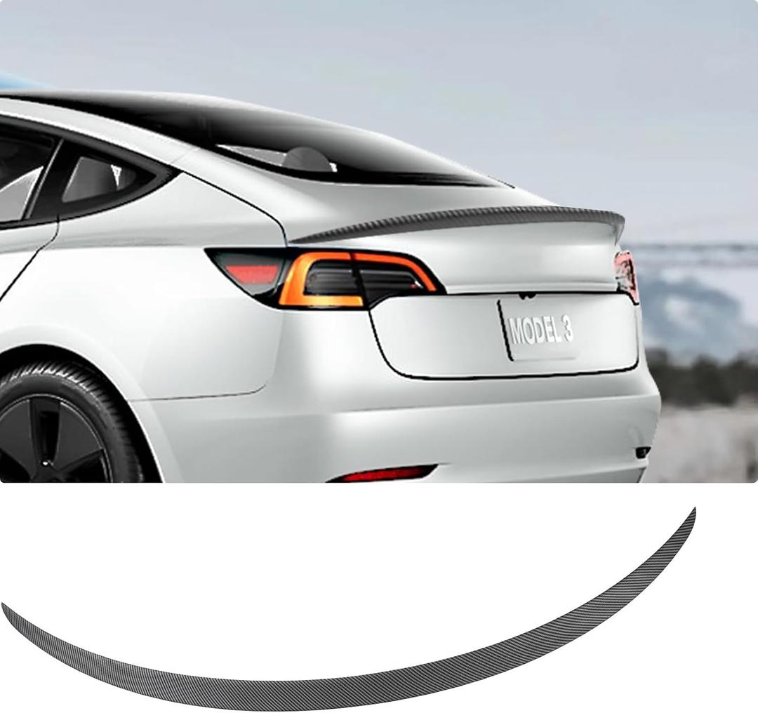 BASENOR 2017-2023 Tesla Model 3 Spoiler ABS Material Rear Spoiler Wing OEM Rear Trunk Lip Proprietary Design Model 3 Accessories Matte Carbon Fiber