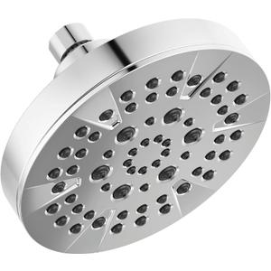 Delta 6-Setting Chrome Shower Head with High Pressure Spray, 6 Inch Round Shower Head, Showerheads, 1.75 GPM Flow Rate, Chrome 52535