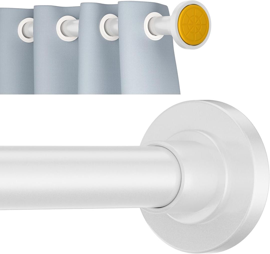 White Shower Curtain Rod Tension 30 to 80 Inch,1 Inch Diameter Adjustable Tension Curtain Rod No Drilling,Shower Rods for Bathroom,No Rust