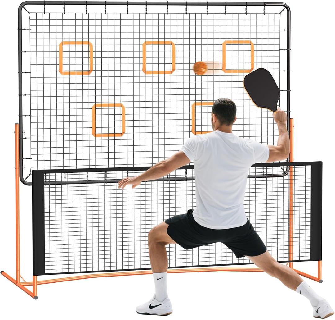 GCCSJ Pickleball Rebound Net, Pickleball Rebounder Training Equipment, for Single Player Practice Hitting, Doubles, Suitable for Garage, Backyard, Park, Indoor and Outdoor (Orange)