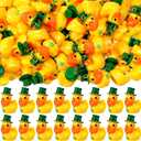 Soulche 50 Pcs St. Patrick's Day Micro Mini Resin Duck Miniature Figures Shamrock Resin Tiny Ducks Charms for Landscape Aquarium Garden Dollhouse Ornament DIY Decoration for Party Supplies
