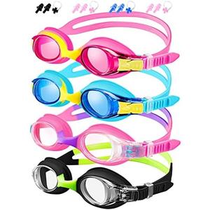 XDX Kids Swim Goggles 4-14, 4 Pack for Boys and Girls, Anti-Fog With UV Protection