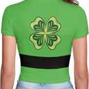 St Patricks Day Shirt Women Costume Green Shamrock Print St. Patrick's Day Tops Outfits Tee Tops Cropped Baby Te (Green, M)