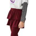Resinta 2 Pack Girls Leggings Uniform Pants Legging with Skirts Stretch Warm Pant 4-14 Years (Red)
