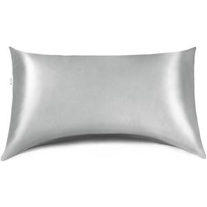 Curved Pillow Case, Side Sleeper Pillowcase, Grey Satin Pillowcase Cover with Zipper, Breathable and Soft, Queen Size 20 x 30 Inches