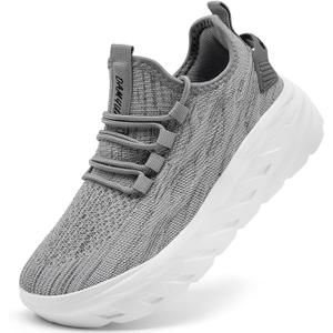DLWKIPV Womens Slip on Tennis Shoes Anti-Slip Lightweight Women's Thick Soled Walking Shoes Slip On Height Increasing Sneakers Wide Comfortable Lightweight Breathable Work Outside Light_Grey US 6