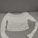 Women's Sexy Long Sleeve Crop Top Square Neck Slim Fit T Shirts Going Out Basic Tees Athletic Tops (White, M)