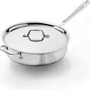 All-Clad D3 Stainless Steel 4 Quart Saute Pan With Lid- Made in the USA- The Original Bonded Professional Cookware- Oven Safe & Induction Compatible