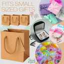 Sherr 100 Pcs Mini Gift Bags Bulk, 4 x 2.75 x 4.5 in Paper Bag with Tag, Extra Small Paper Gift Boxes with Handles for Birthday, Party Favor, Wedding, Small Business, Spring Easter(Brown)