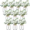 XunYee 10 Set Mason Jar Table Centerpiece with Flower Mason Jar Flower Centerpiece Vases Decor for Engagement Party Bridal Shower Centerpieces Wedding Reception Table Decor(Hydrangea)