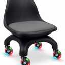 Heavy Duty Low Rolling Stool with Backrest, Aurora-RGB Caster