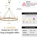 38” Gold Rattan Wagon Wheel Chandelier for Dining Room 12 Light Hand Woven | Boho Coastal Chandeliers Pendant Light Fixture for High Ceiling Kitchen Island Living Room Foyer Entryway Outdoor, 38" x 25.6"