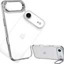 No Back Bumper Case with Stand for iPhone Air Compatible with MagSafe, Built-in Camera Stash Kickstand, Backless Design Edge Frame Fast Heat Dissipation Slim Thin for iPhone Air (Clear)