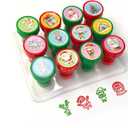 TINYMILLS 12 Pcs Rustic Christmas Stamper Kit  Cute Vintage Self-Inking Holiday Stamp Set with Santa, Elf & Snowman Designs, Fun Christmas Party Favors, Classroom Rewards, Stocking Stuffers