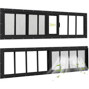 10"x48" 2 Pack Shed Sliding Windows, Black