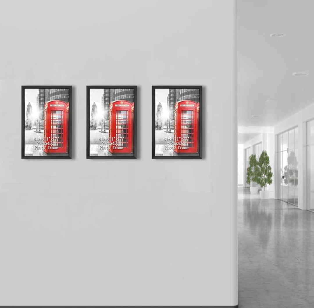 Calenzana 11x17 Picture Frames Set of 3, Wall Gallery Photo Frame for 11 x 17 Poster, Black
