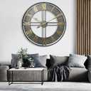 Large Wall Clock,20inch Metal Wall Clocks,Quality Quartz Movement Roman Numerals Clock for Living Room Bedroom Kitchen Decor,Silent Oversize Clock Battery Powered
