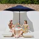 JEAREY 7.5FT Patio Umbrella Outdoor Market Umbrella with 6 Sturdy Ribs, Push Button Tilt/Crank Table Umbrella for Garden, Deck, Backyard and Pool, Navy