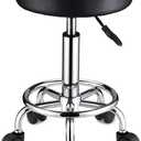 Round Rolling Stool with Wheels Height Adjustable Swivel Stool Chair for Spa Salon Massage Black