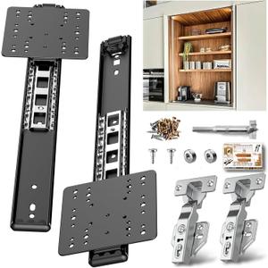 14" Hidden Cabinet Door Slide,48lb Capacity Pro Kit with Forstner Bit & Soft-Close, for Hidden Cabinet Doors, Pocket Door Hardware for Kitchen, Pantry, Closet
