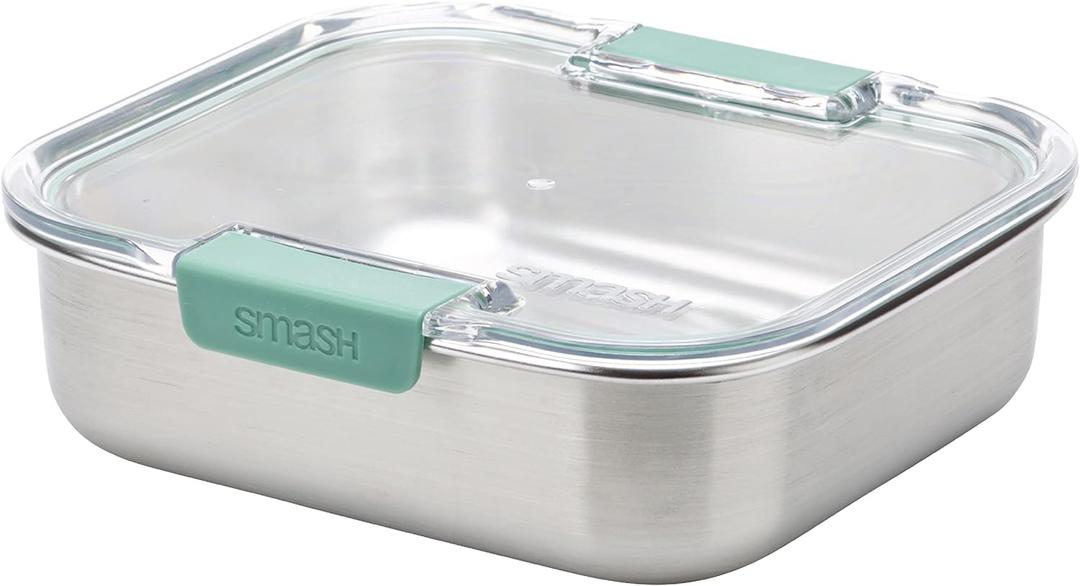 Smash Microwave Safe Stainless Steel Lunch/Sandwich/Meal Box, Sage